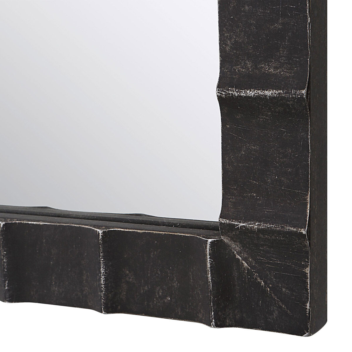Dandridge 39 X 24 inch Distressed Matte Black with Silver Undertones Arch Wall Mirror