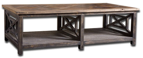 Spiro 56 X 17 inch Brushed Black Reclaimed Fir Wood Cocktail Table