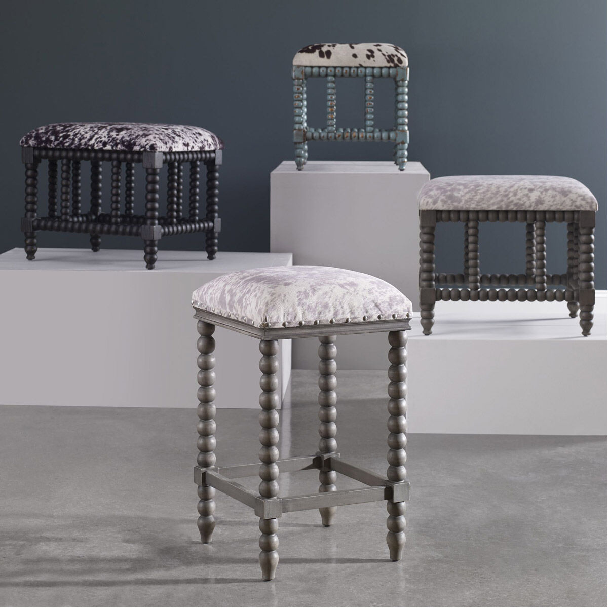 Estes 26 inch French Gray with Light Gray and White Counter Stool