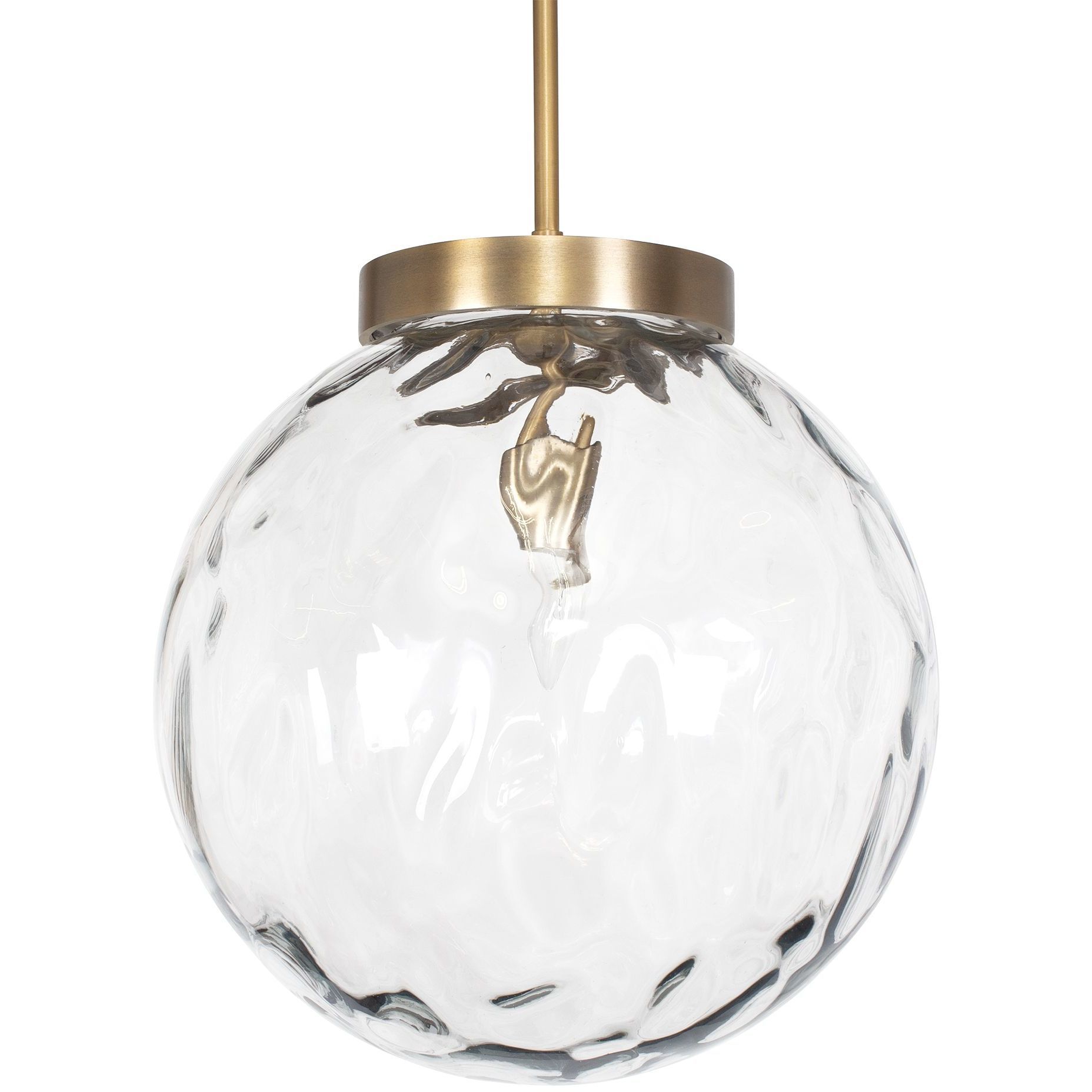 Gaia 1 Light 14.75 inch Watered Glass and Antique Brass Pendant Ceiling Light
