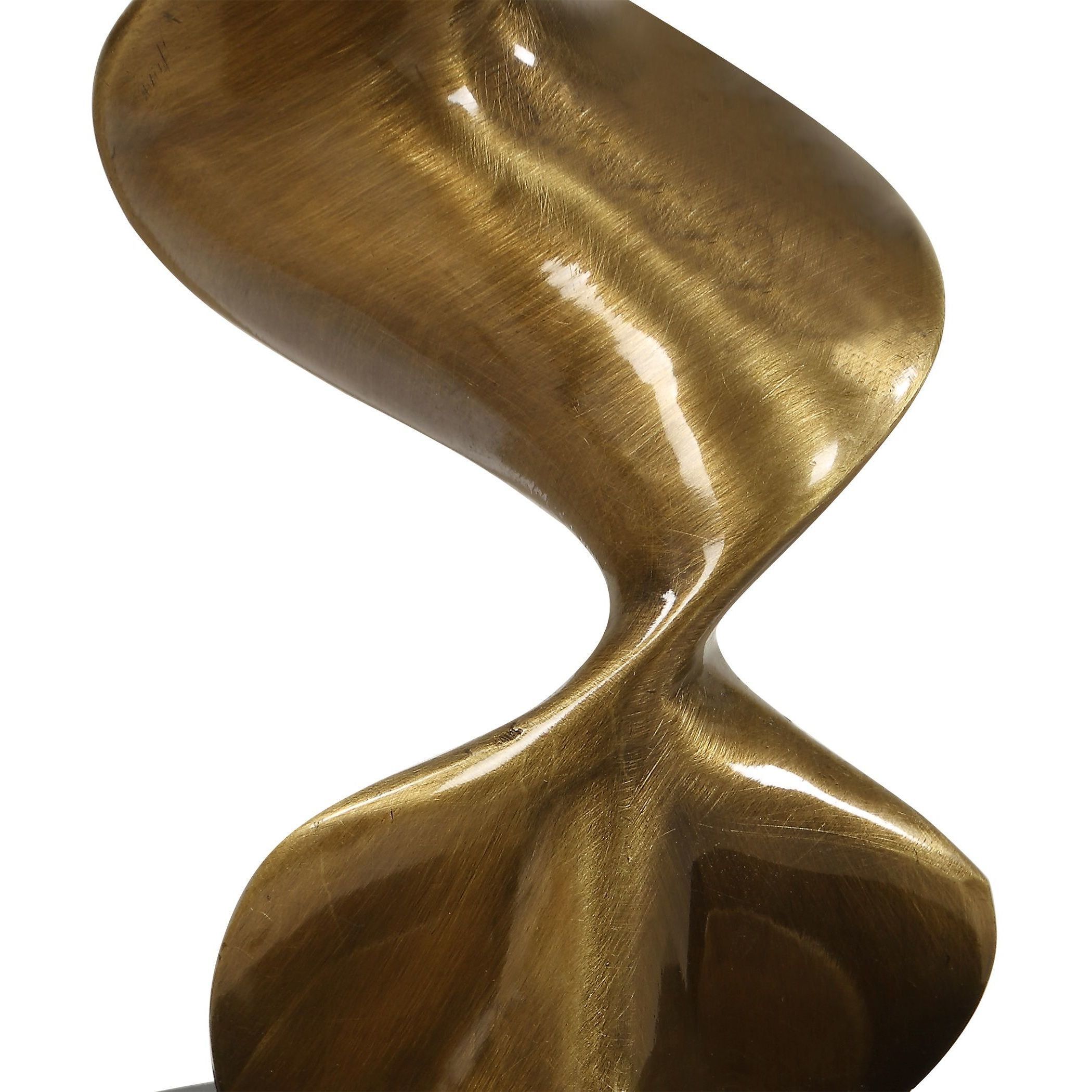 Spiraling 35 inch 7 watt Antique Brass and Black Marble Cordless Buffet Lamp Portable Light