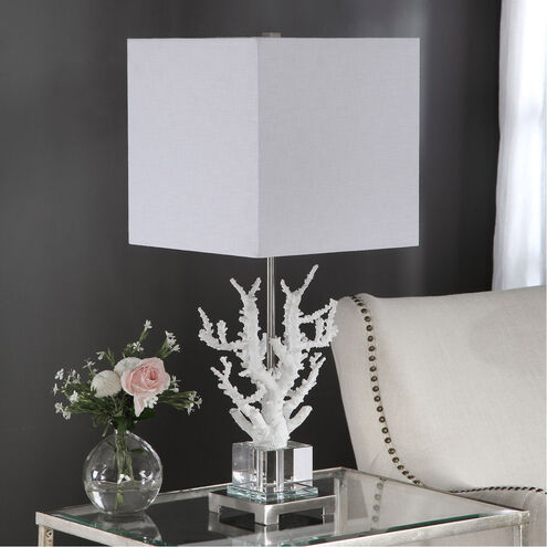 Corallo 29 inch 150 watt White Coral and Polished Nickel with Crystal Table Lamp Portable Light