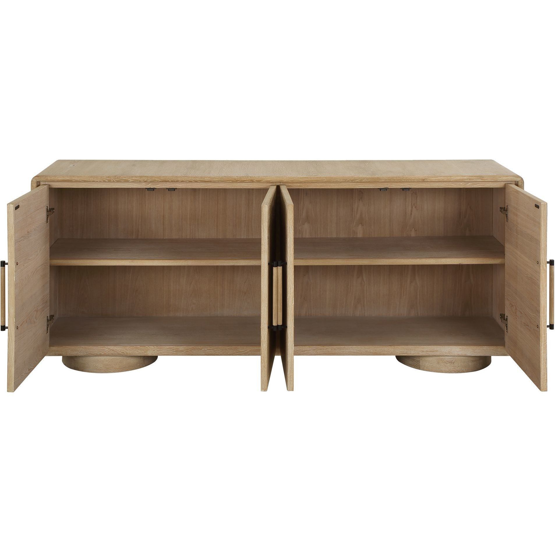 Evanston Natural and Black 4 Door Cabinet