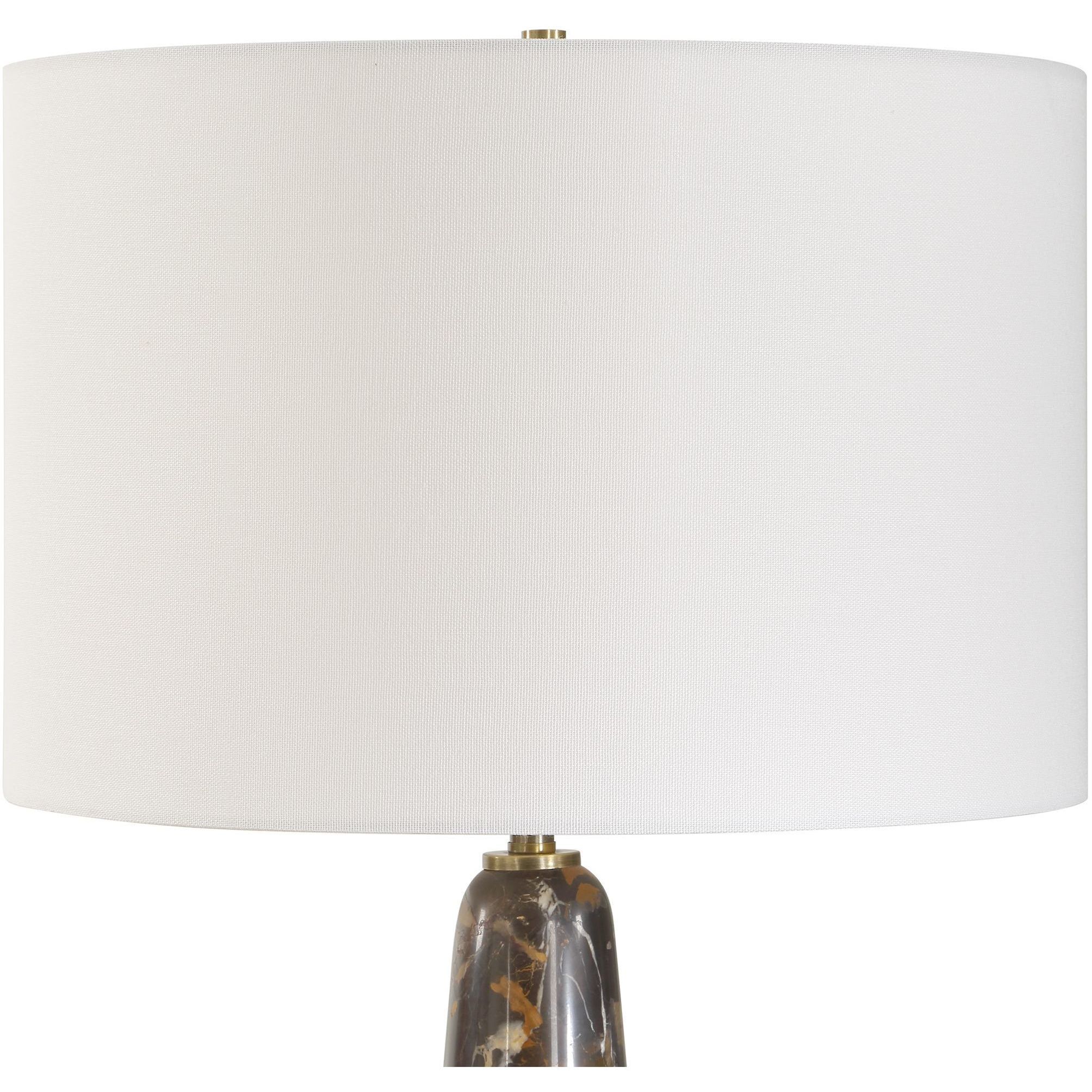 Dames 26.75 inch 150 watt Dark Marble and Crystal with Antique Brass Table Lamp Portable Light