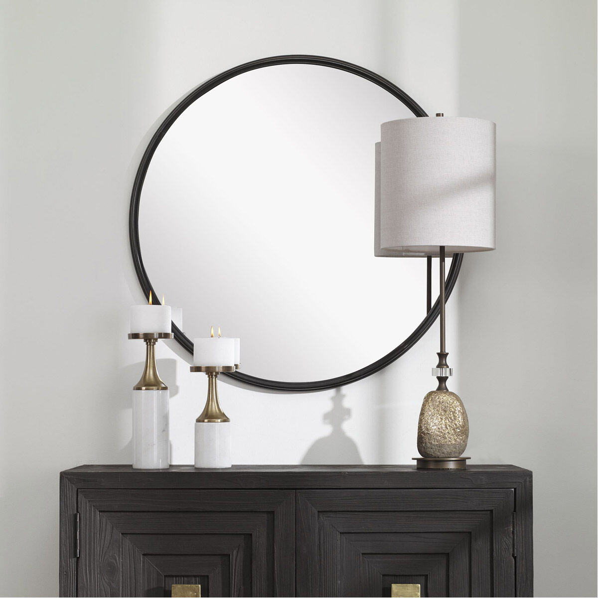 Belham 34.88 X 34.88 inch Aged Black Wall Mirror