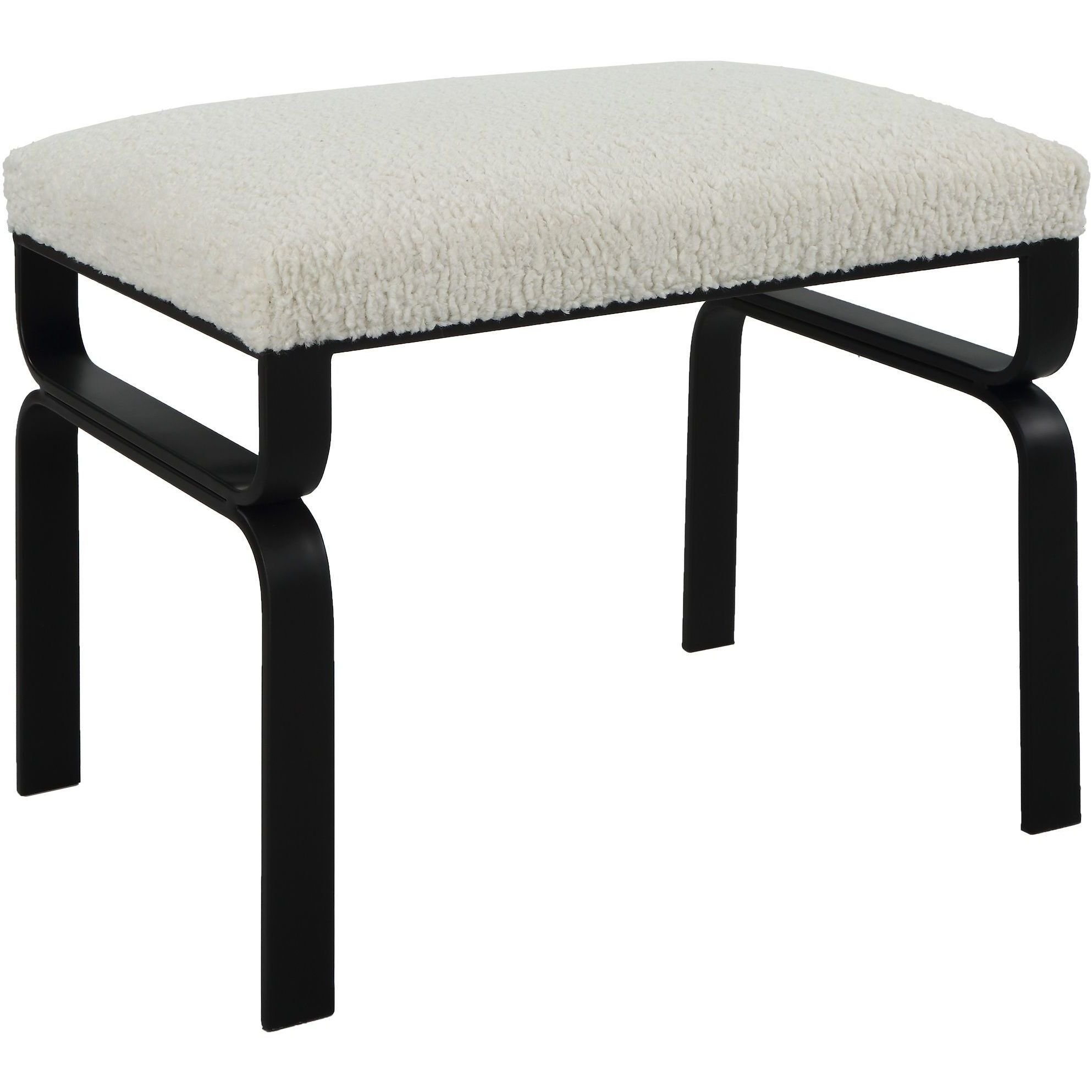 Diverge Black and White with White Faux Shearling Bench