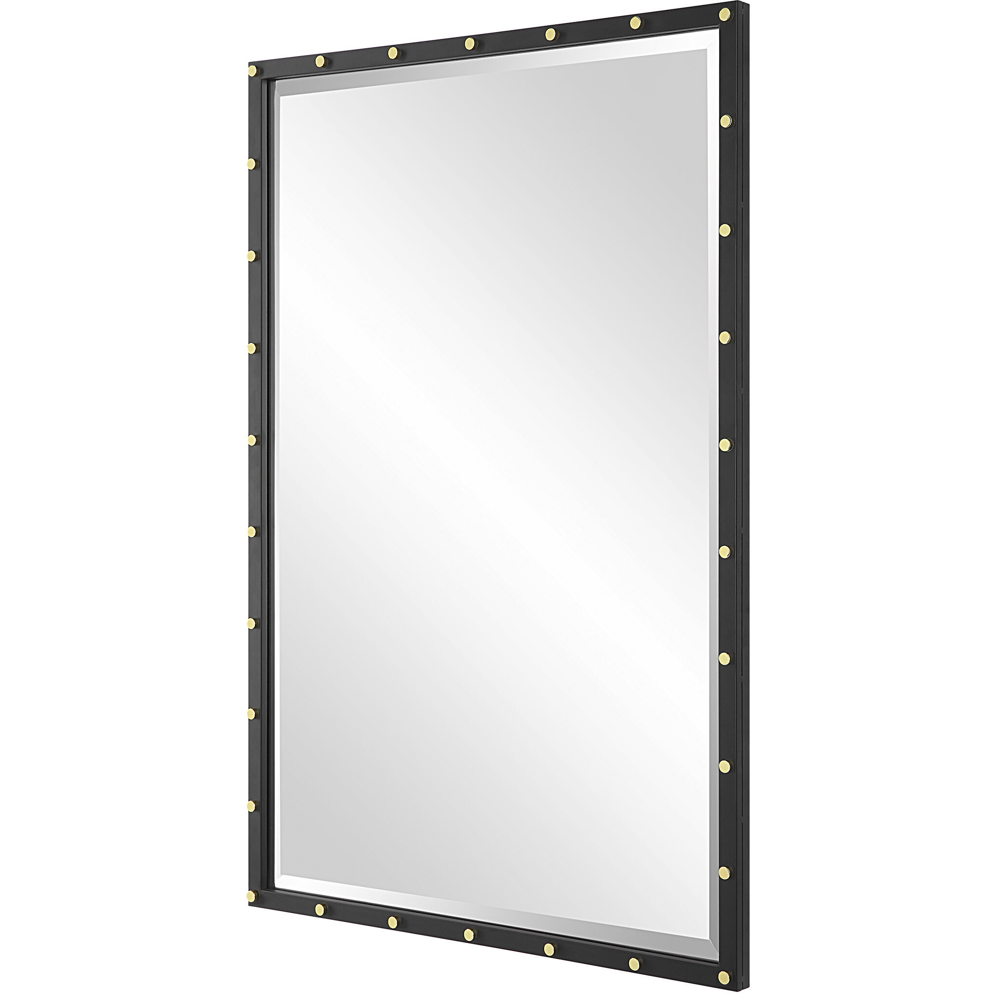 Benedo 35.88 X 24 inch Matte Black with Plated Brass Vanity Mirror