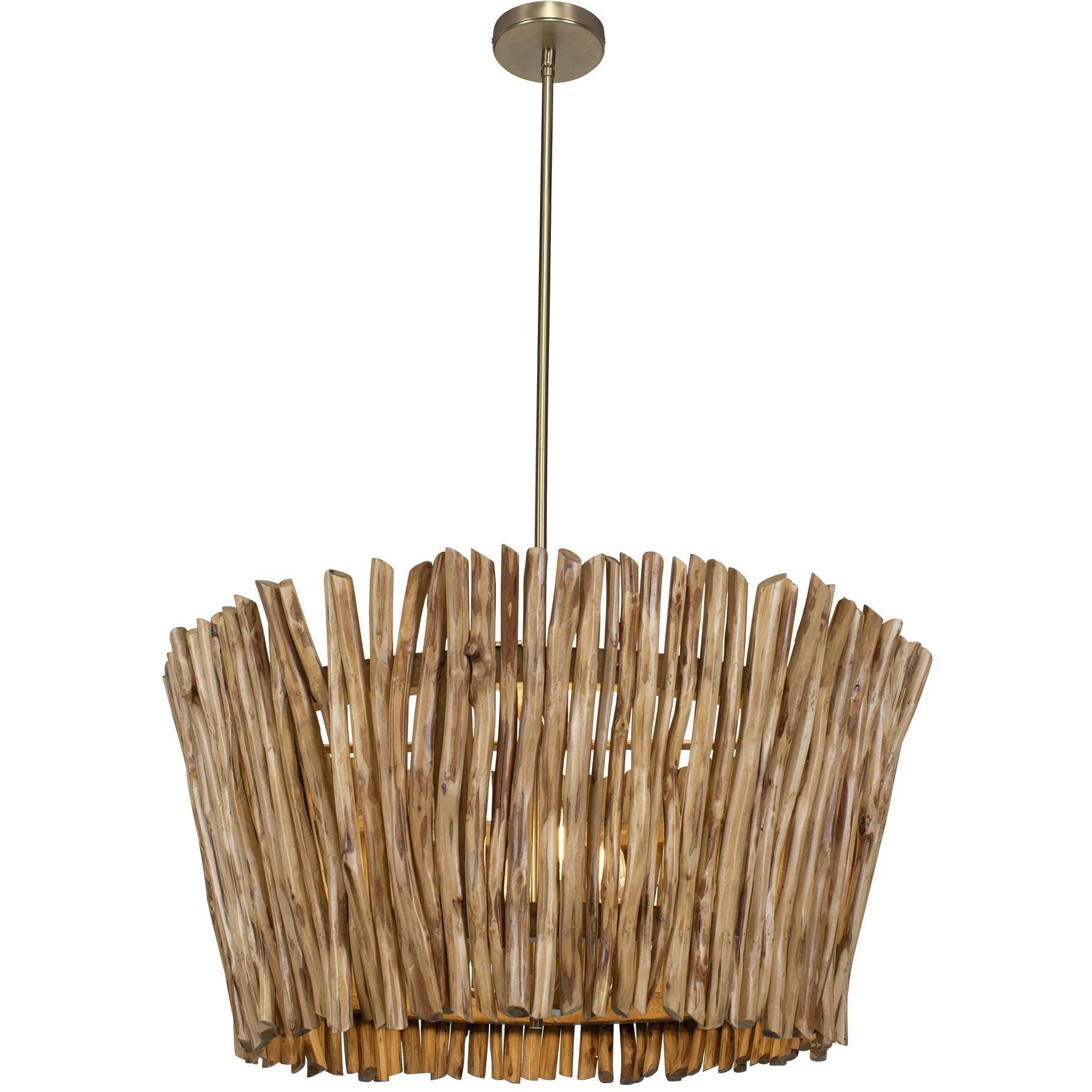 Rhea 4 Light 29.5 inch Antique Brass and Natural Chandelier Ceiling Light