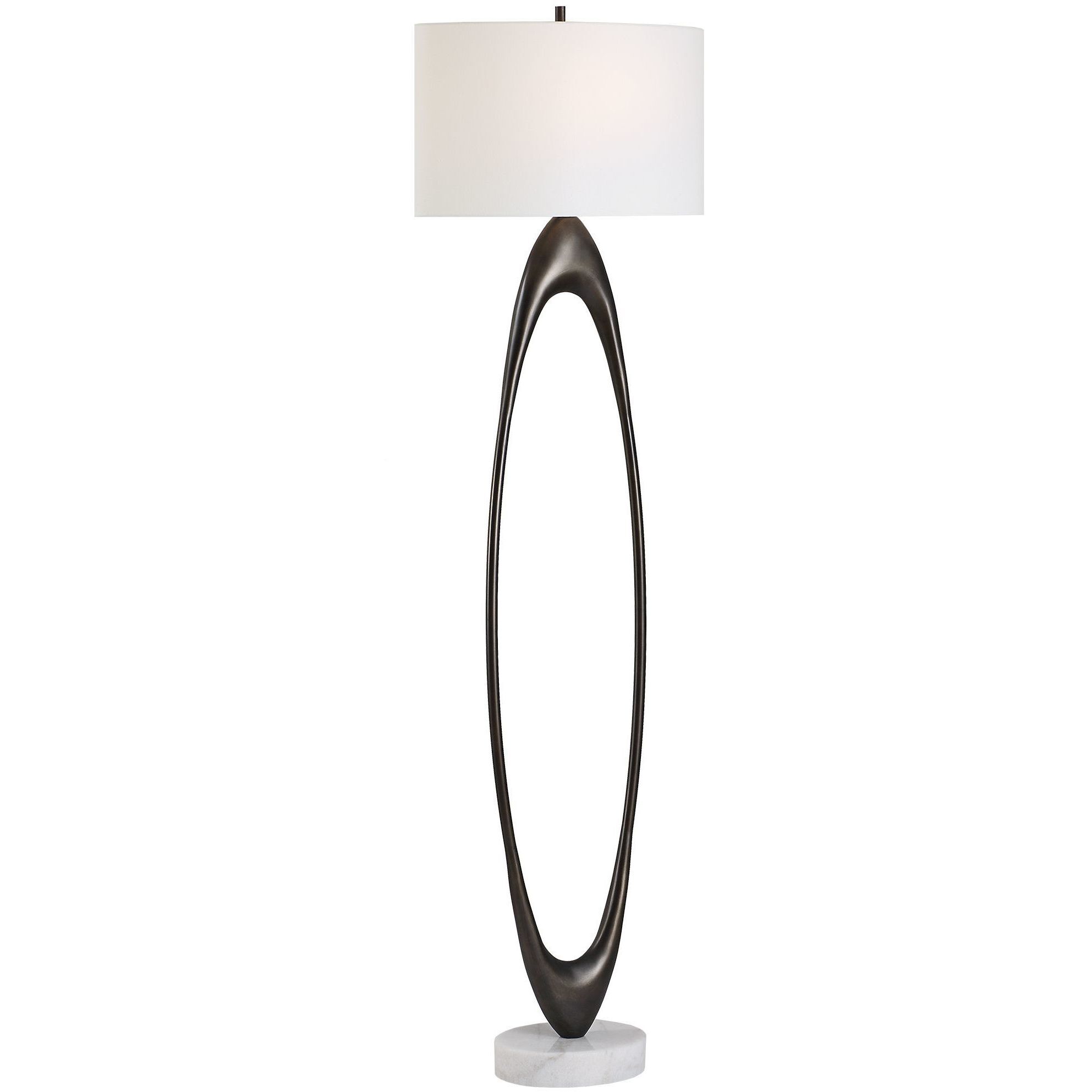 Sonic 65 inch 150 watt Dark Bronze and White Marble with Antique Brass Floor Lamp Portable Light