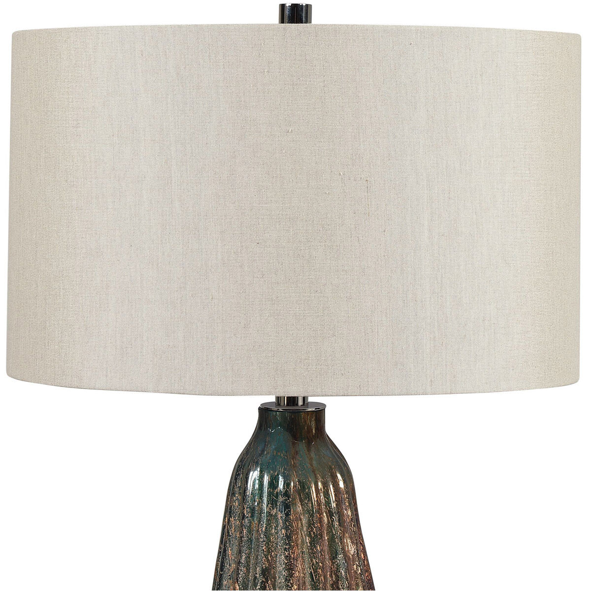 Mondrian 32 inch 150.00 watt Light Blue And Rust Art Glass Table Lamp Portable Light