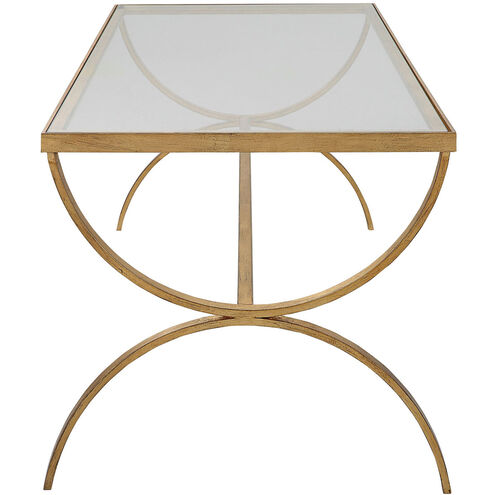 Crescent 48 X 18 inch Antiqued Gold and Tempered Glass Coffee table