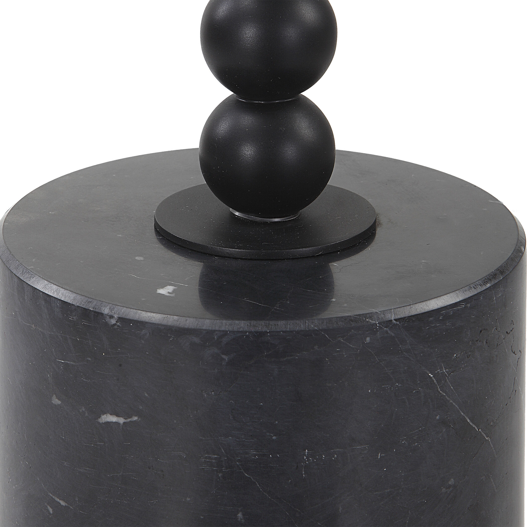 Bead 24 X 10 inch Black Marble and Satin Black Iron Drink Table