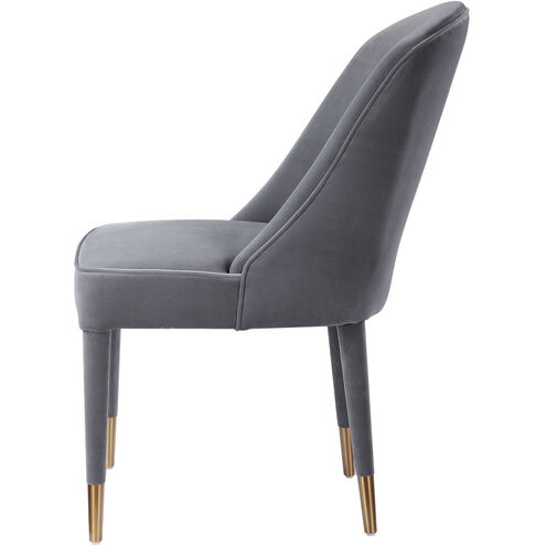Brie Light Gray Velvet and Brushed Brass Armless Chairs, Set of 2