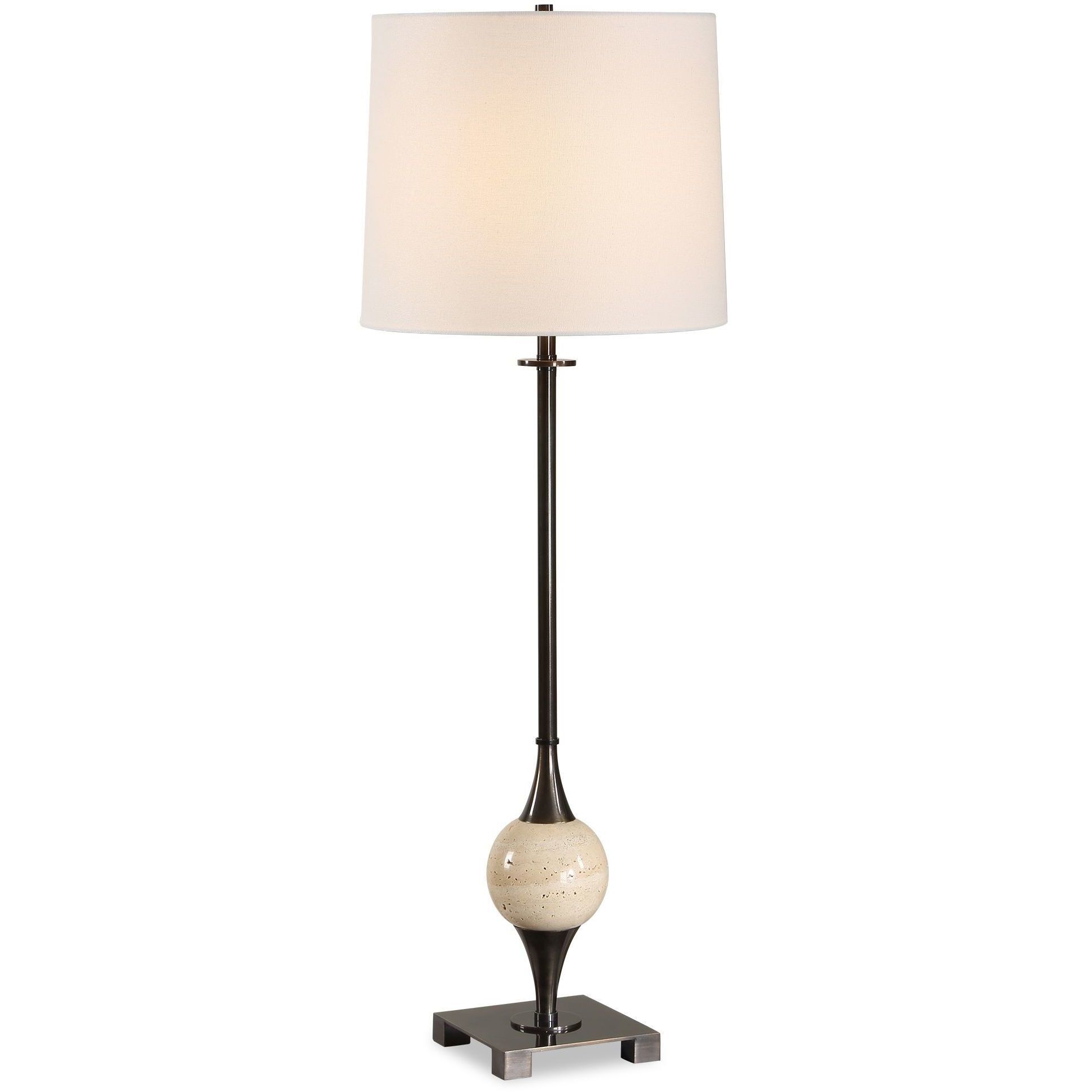 Dempsey 35 inch 150 watt Dark Bronze and Travertine Buffet Lamp Portable Light