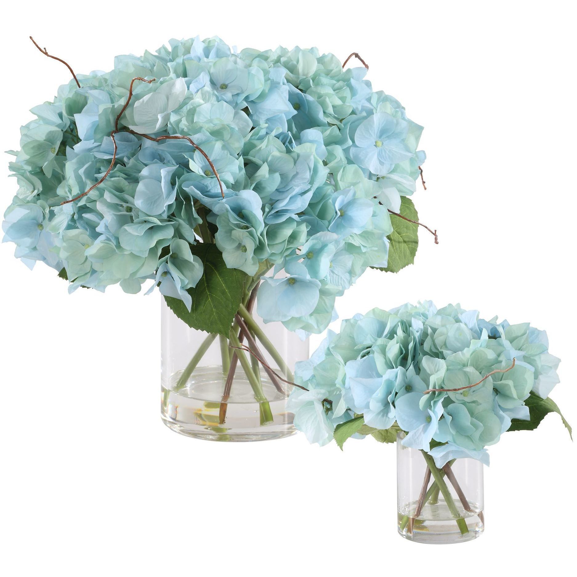 Tranquil Blue Blooms Blooms in Vases, Set of 2