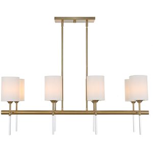 Awyr 8 Light 43.5 inch Warm Brass Linear Chandelier Ceiling Light