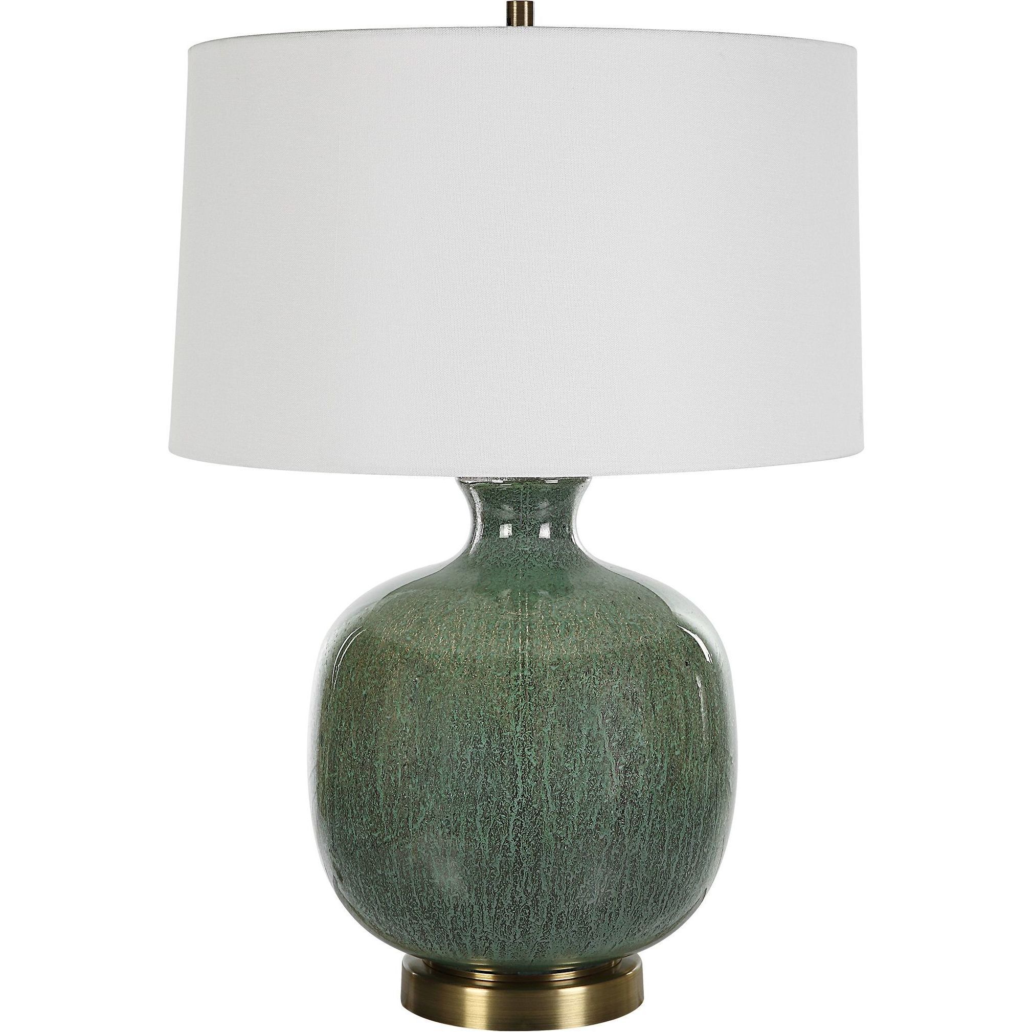 Nataly 26 inch 150.00 watt Crackled Aged Green Glaze and Antique Brass Table Lamp Portable Light