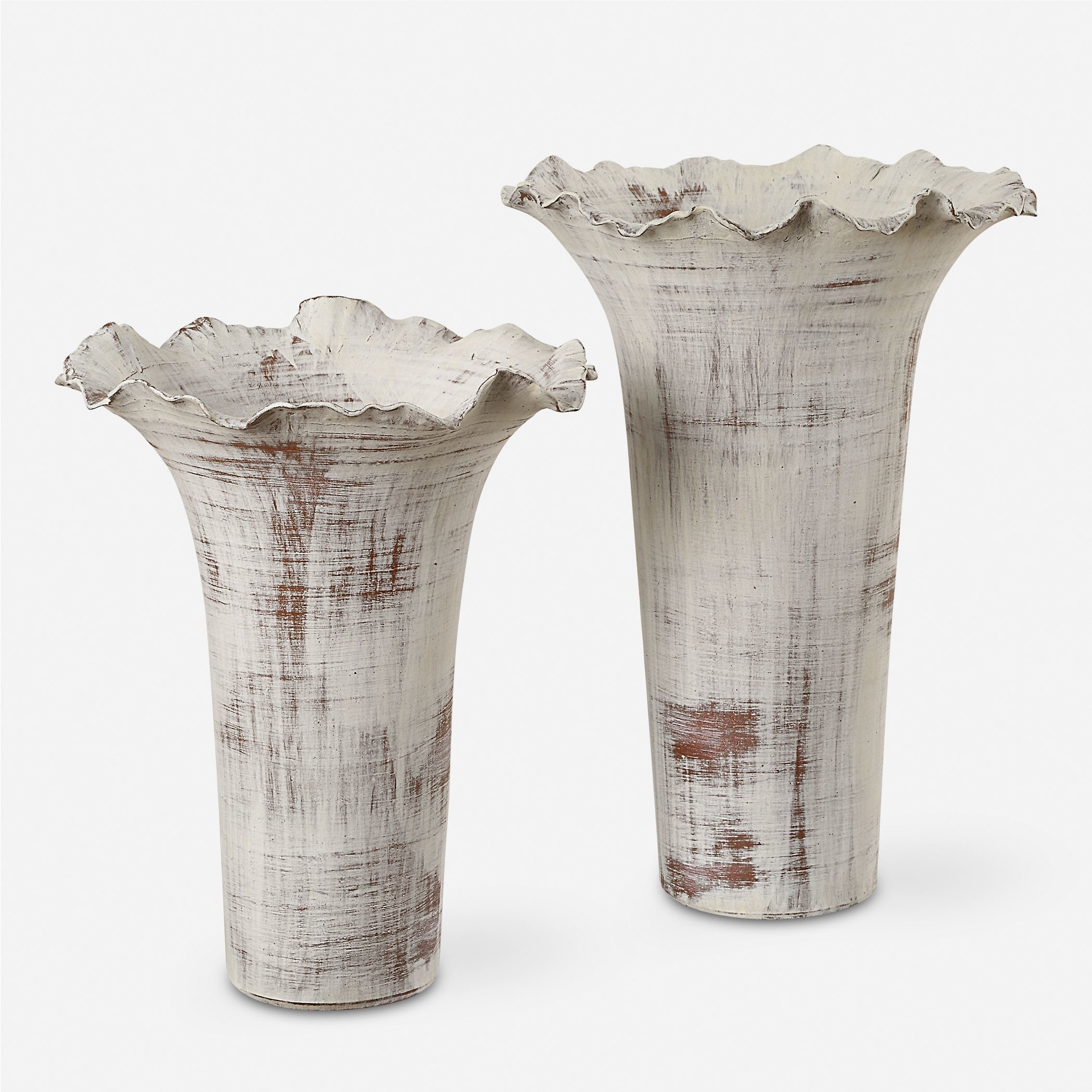 Ruffled Petal 16 X 11 inch Vases, Set of 2