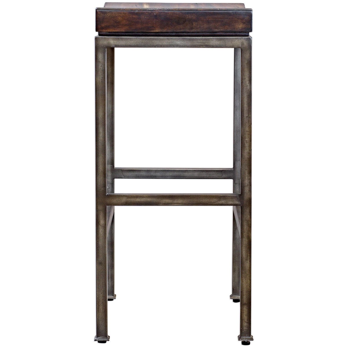 Beck 30 inch Burnished Dark Walnut and Brushed Steel Bar Stool