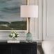 Sanctuary 35.25 inch 150.00 watt Greenish-Gray Glass with Brass and Crystal Table Lamp Portable Light