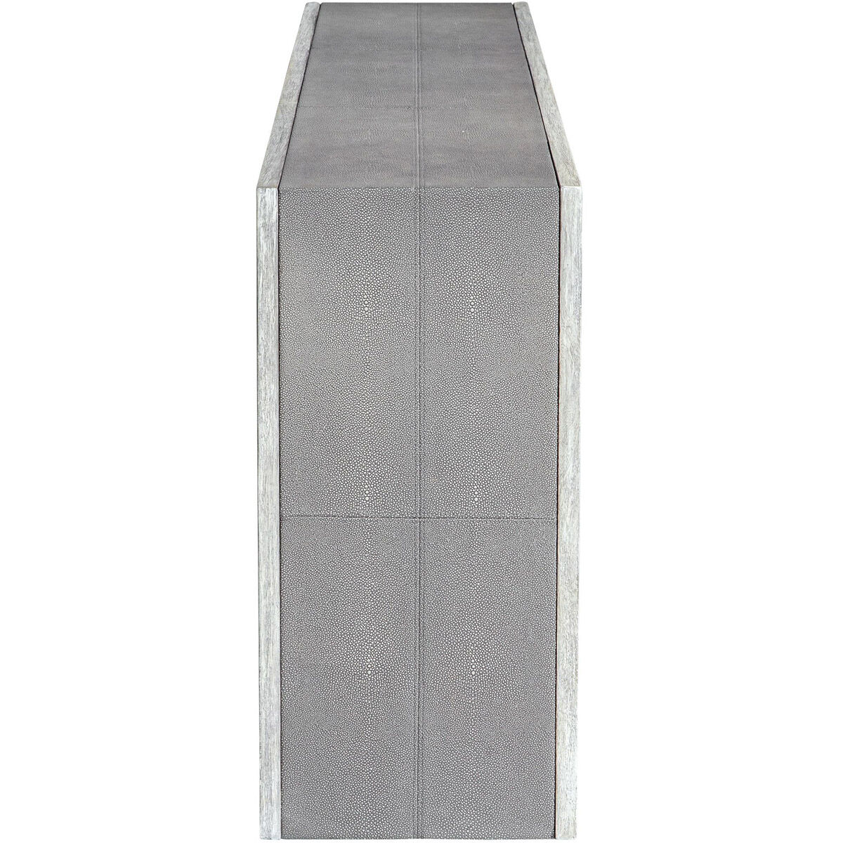 Aerina 60 inch Light Gray Faux Shagreen with Aged White and Gray Console Table