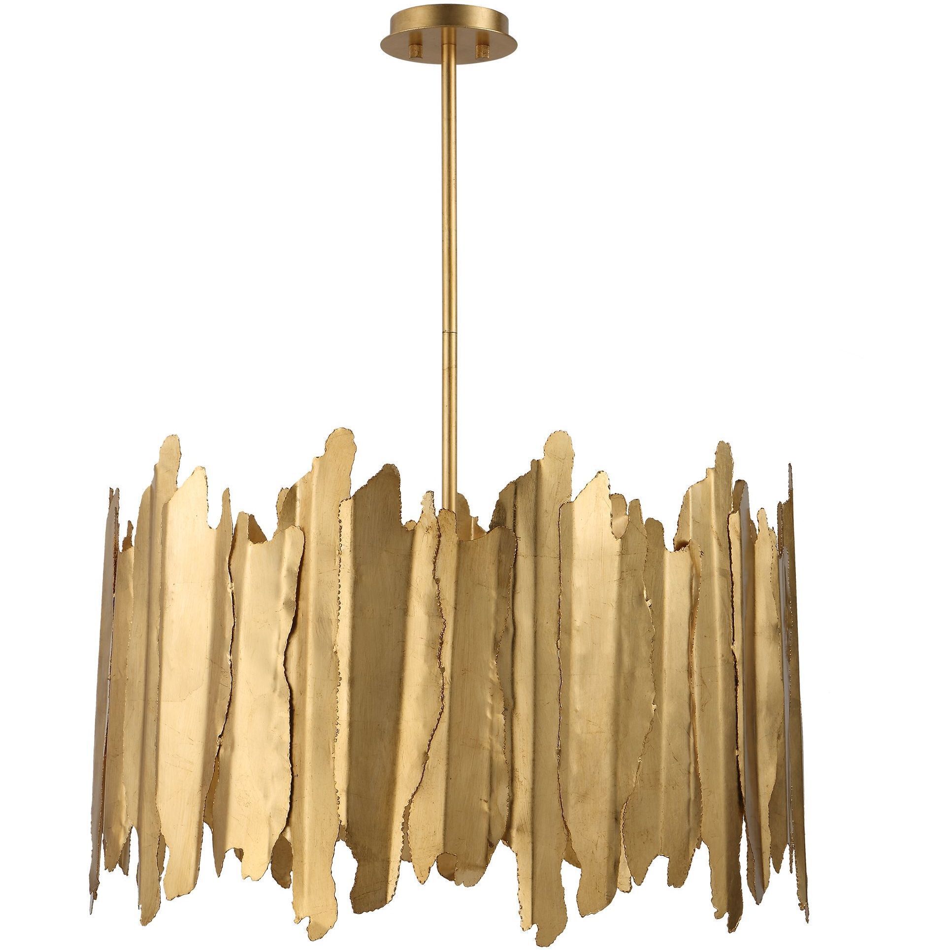 Golden 8 Light 18 inch Gold Leaf Pendant Ceiling Light
