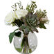 Belmonte Green and Cream with Clear Glass Floral Bouquet and Vase