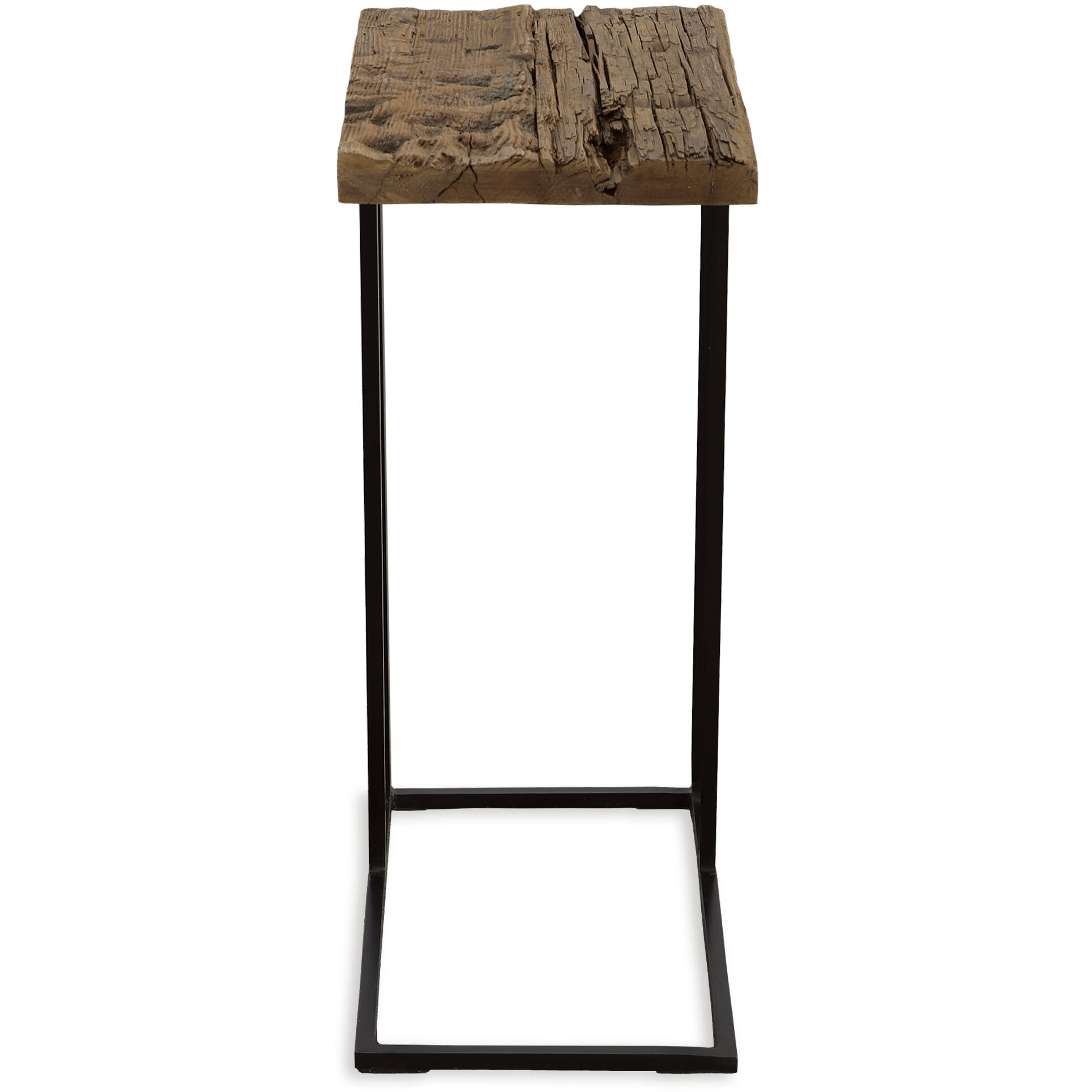 Union 24 X 17 inch Satin Black and Salvaged Wood Accent Table