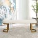 Infinity Antique Gold Leaf and Natural Faux Shearling Bench