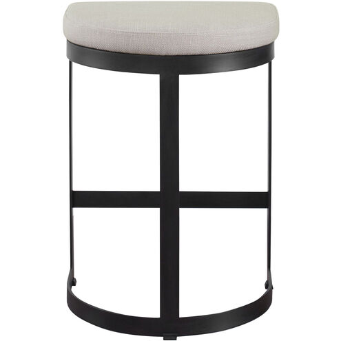 Ivanna 26 inch Matte Black and Off-white Linen Counter Stool
