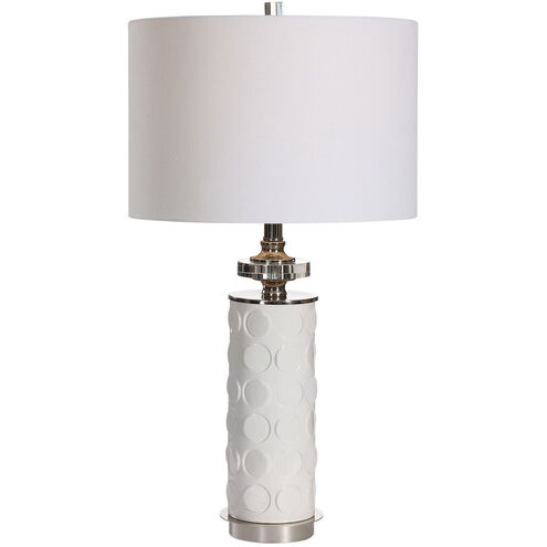 Calia 29 inch 150.00 watt White Ceramic with Polished Nickel Details Table Lamp Portable Light