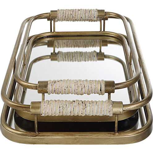 Rosea Brushed Gold with Natural Rope Trays, Set of 2