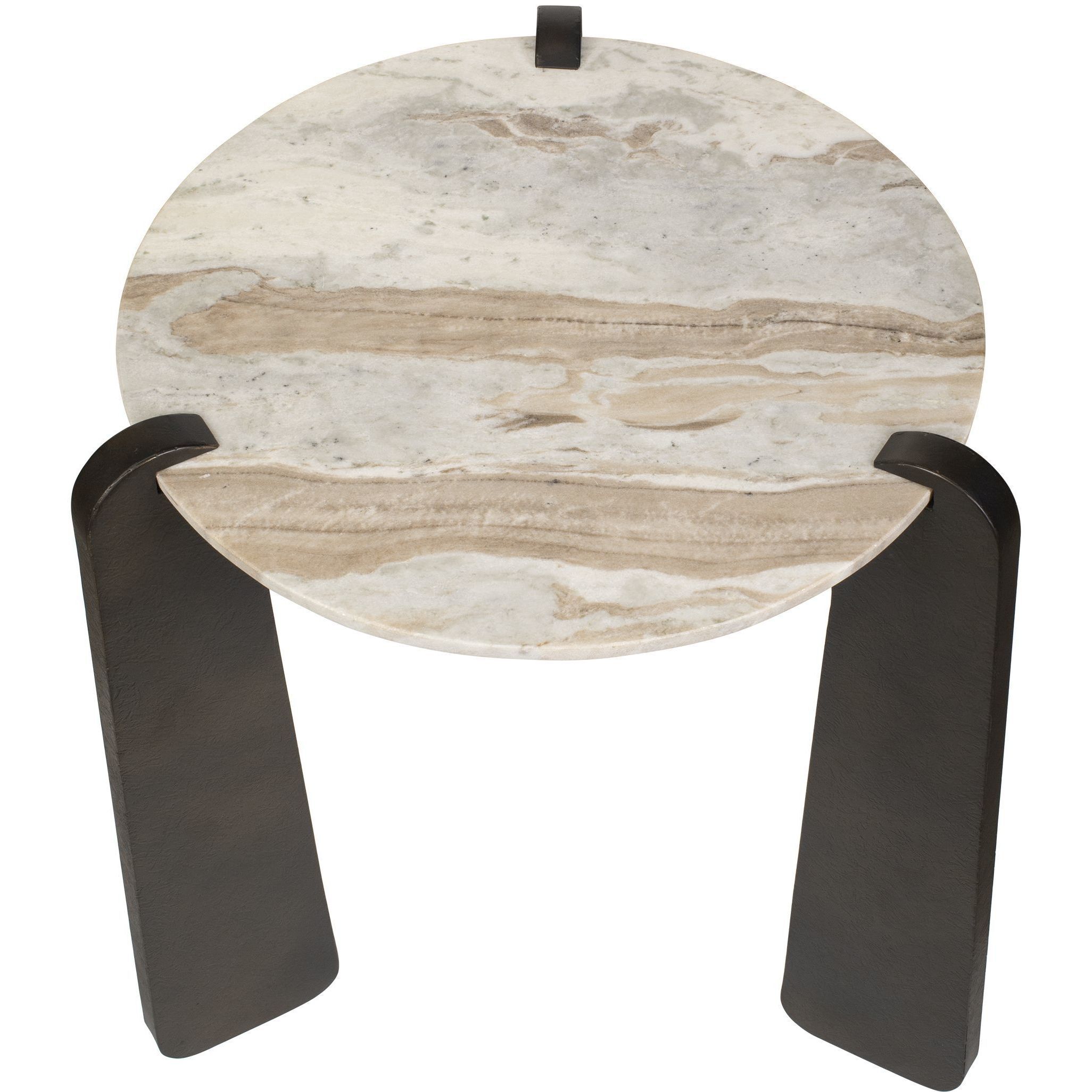 Talud 24 X 24 inch White Marble with Dark Bronze Side Table