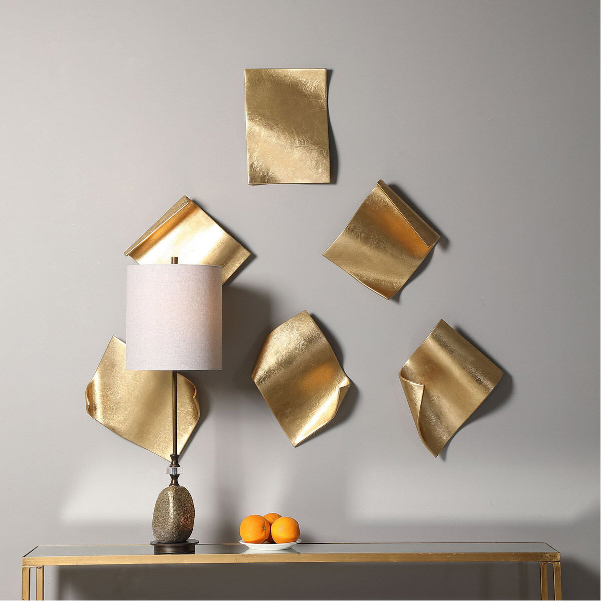 Fluttering Pages Bright Gold Leaf Wall Decor, Set of 6