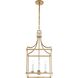 Montreal 4 Light 13.88 inch Warm Brass Pendant Ceiling Light