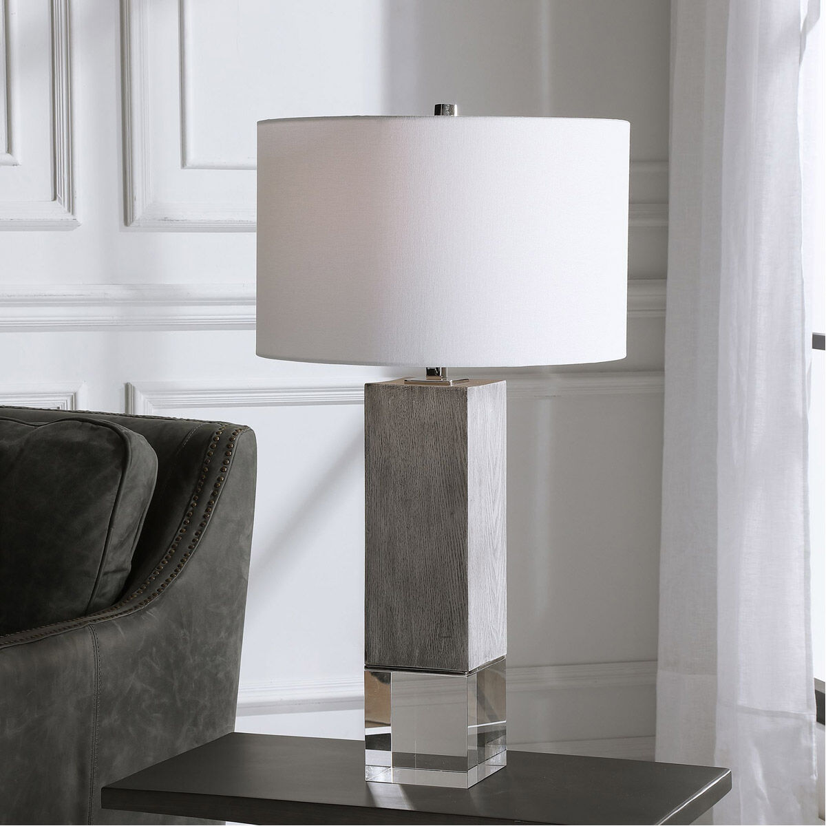 Cordata 29 inch 150.00 watt Light Gray Oak and Crystal Table Lamp Portable Light