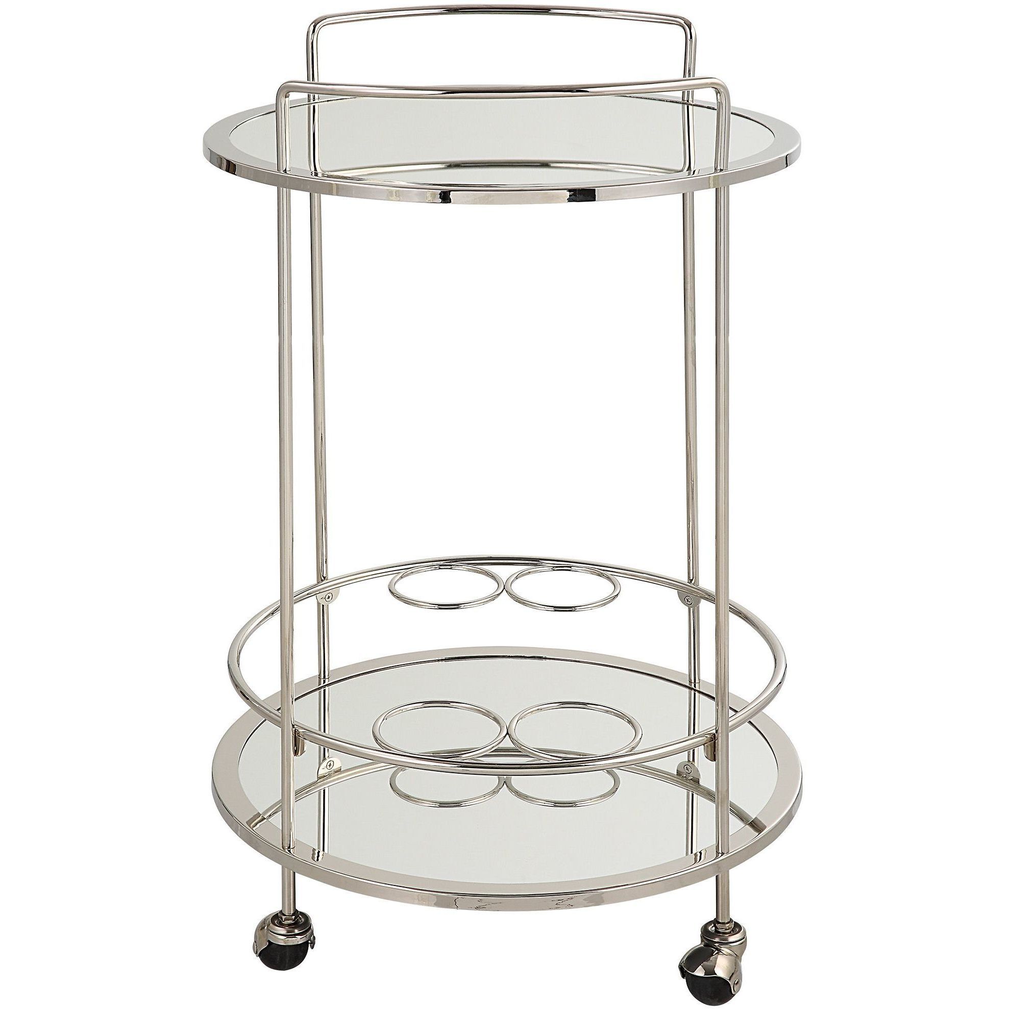 Spritz Polished Chrome and Mirror Bar Cart