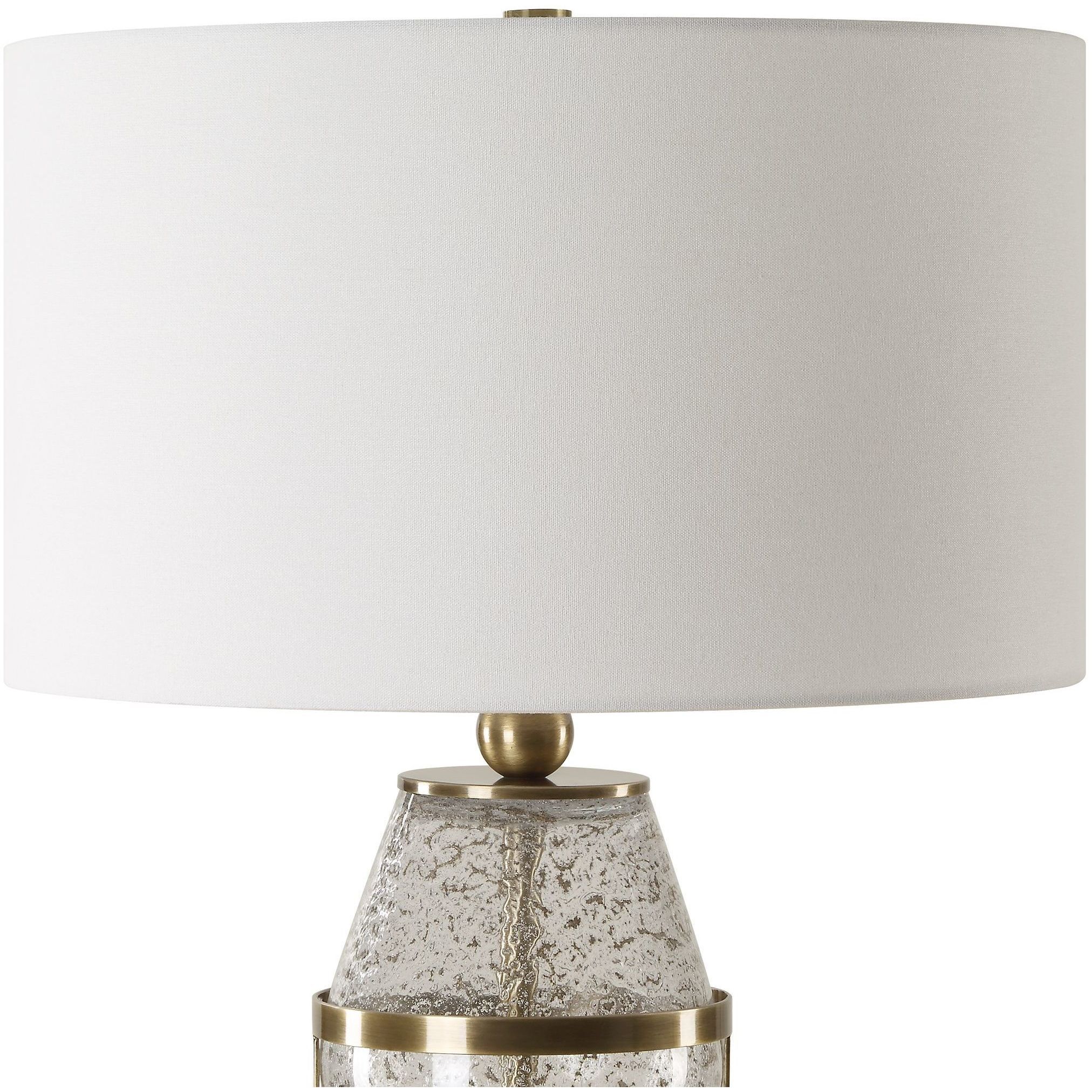 Out Of Time 29.75 inch 150.00 watt Seeded Glass with Gray Flecks and Antiqued Brass Table Lamp Portable Light