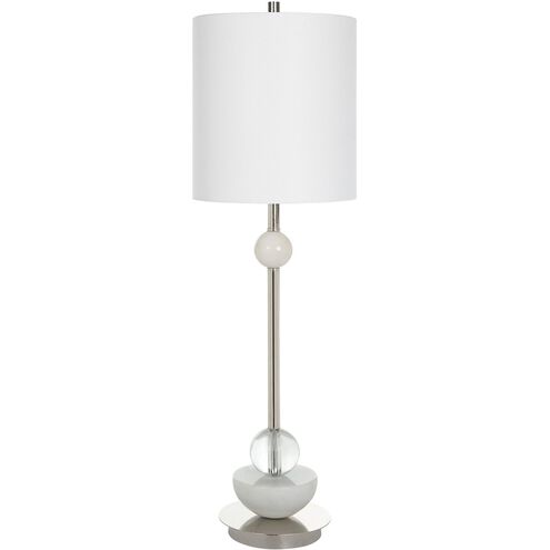 Exposition 34 inch 150.00 watt Polished Nickel and White Marble Buffet Lamp Portable Light