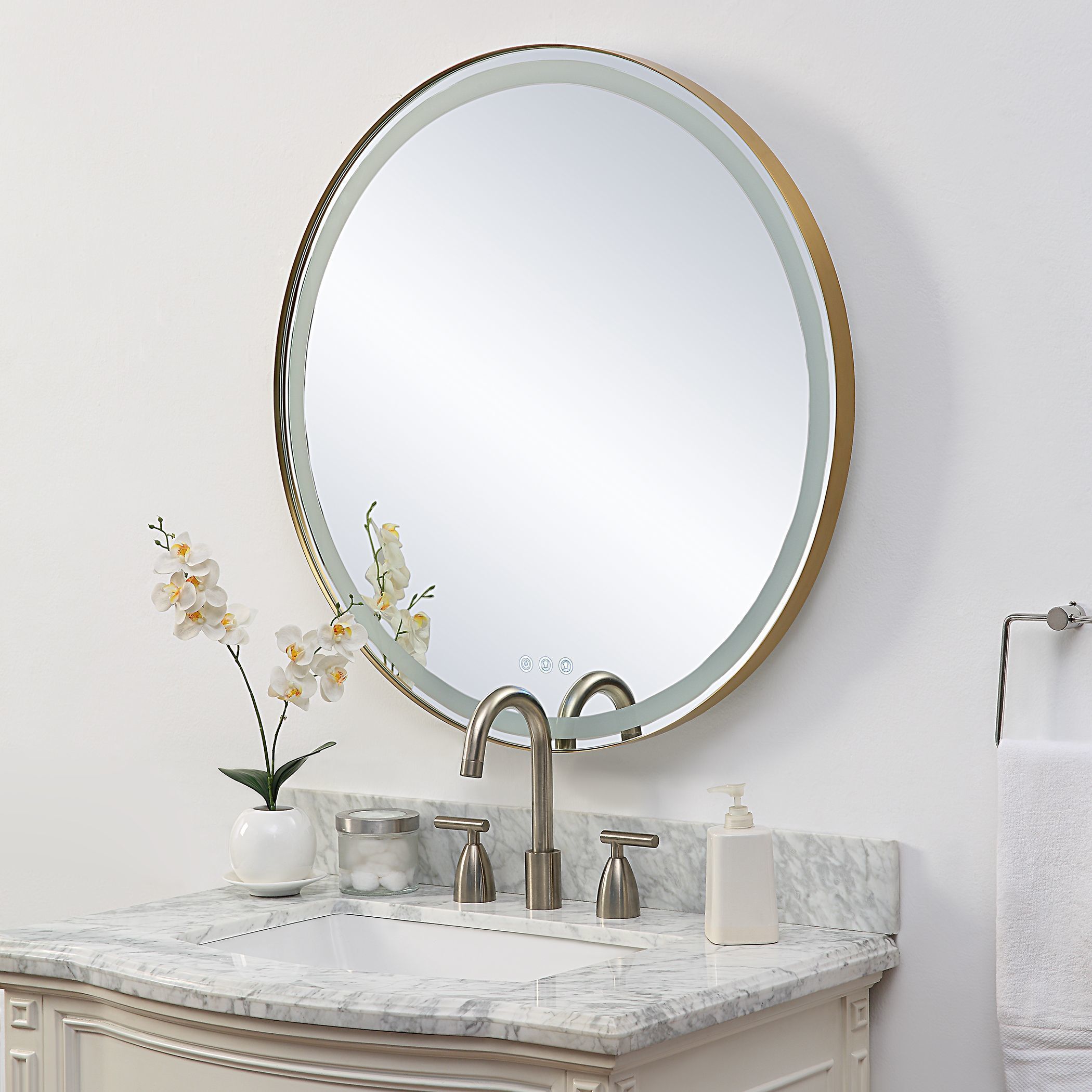 Crofton 32 X 32 inch Plated Brushed Brass LED Lighted Mirror