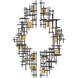 Reflection Matte Black with Gold Leaf Accents Wall Decor, Set of 2