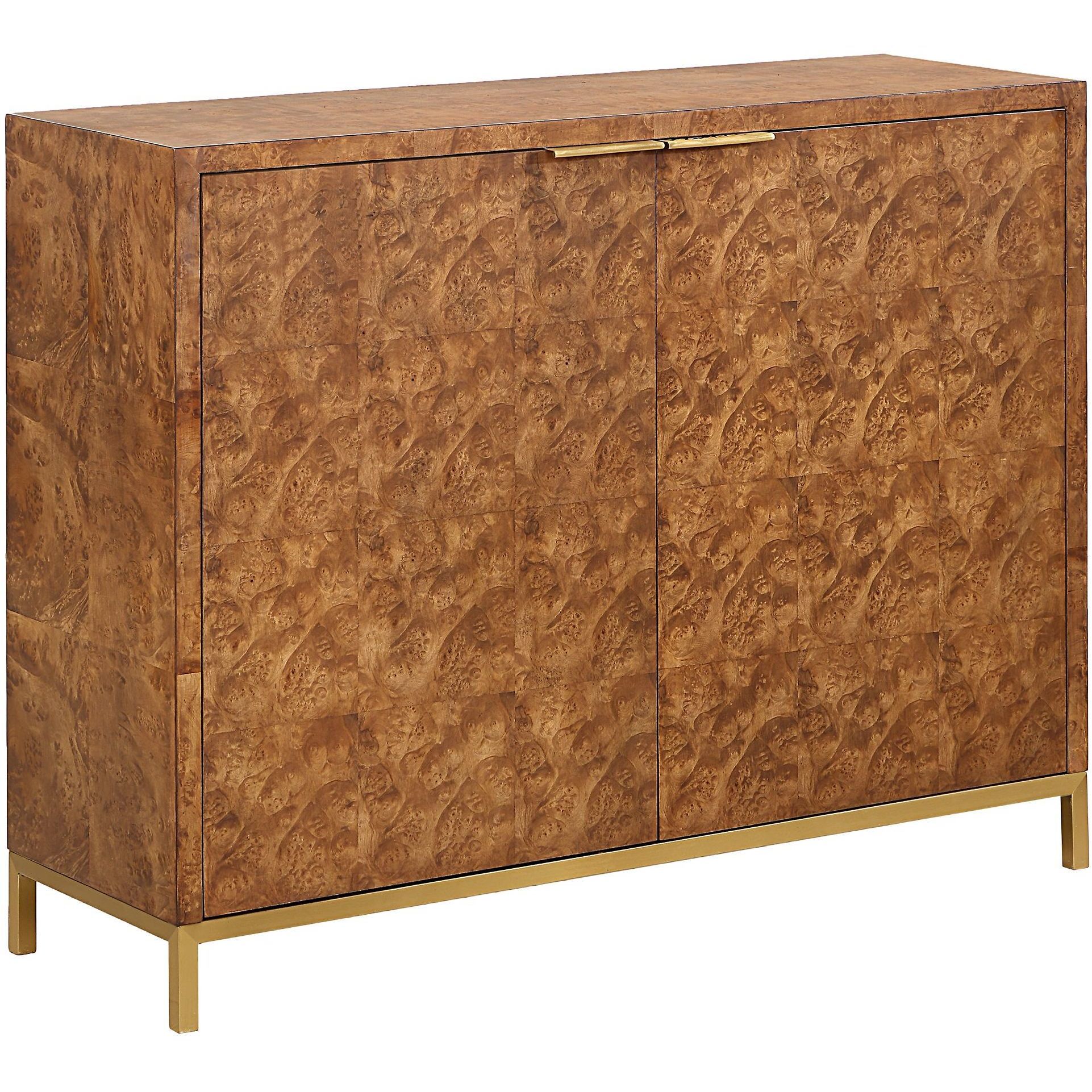 Jethro Burl Veneer and Gold 2 Door Cabinet