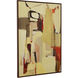 Peaches Beige and Red with Taupe Framed Canvas Abstract Art