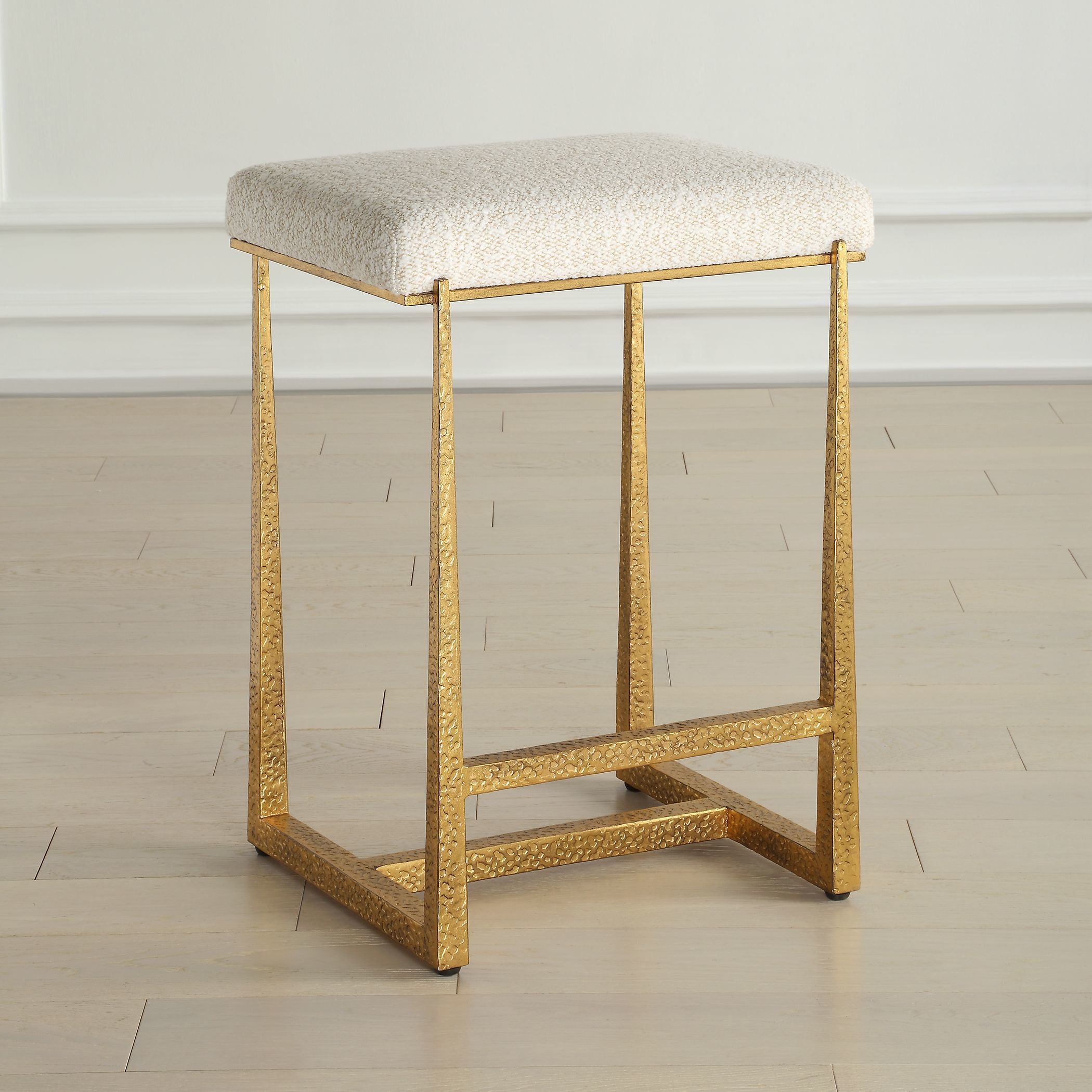 Midas 26 inch Textured Antique Gold and Driftwood Toned Polyester Counter Stool