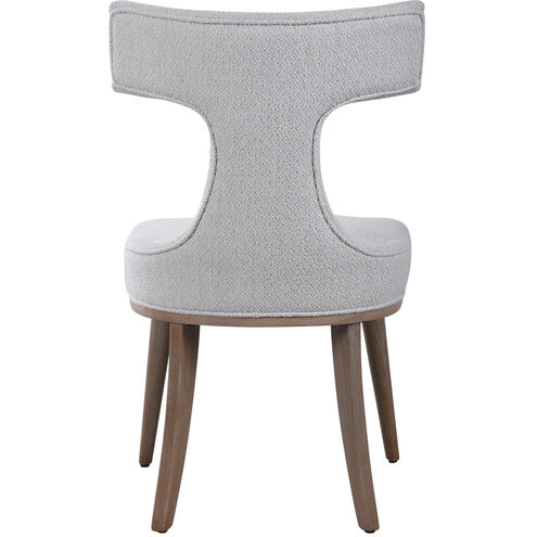Klismos Textured Off-White Fabric and Natural Oak Accent Chairs, Set of 2