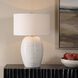Alkman 26 inch 150 watt Powder White Glaze and Brushed Nickel Table Lamp Portable Light