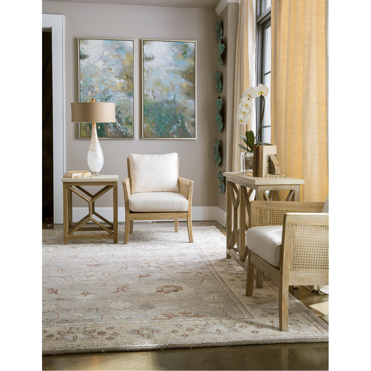 Encore Bleached Hardwood and Off-White Armchair