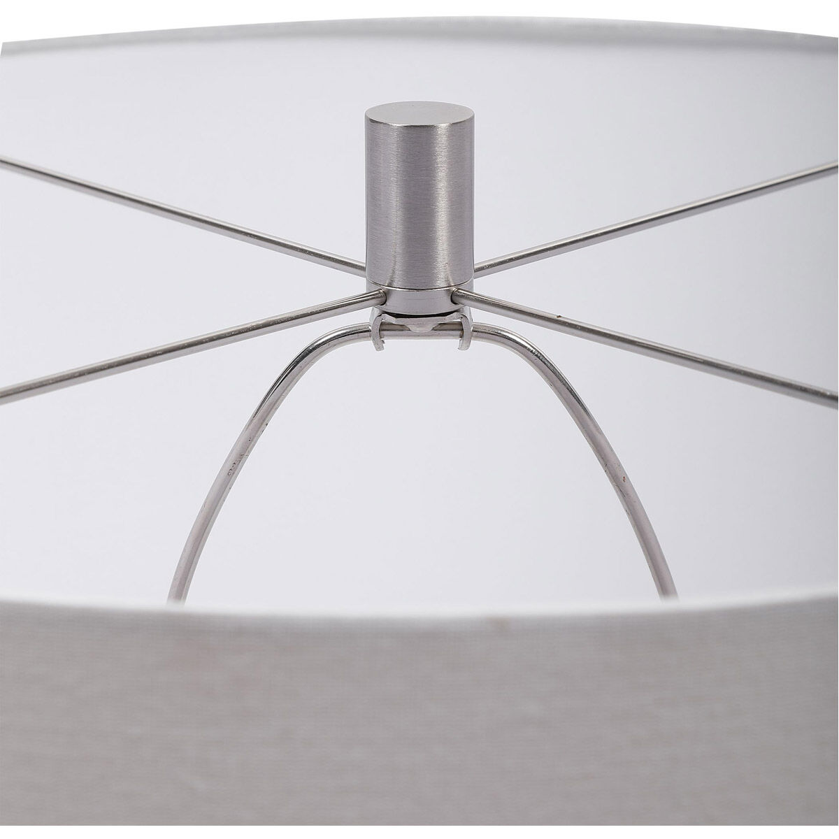 Rewind 32 inch 150.00 watt Soft Gray Glaze with Brushed Nickel Accents Table Lamp Portable Light