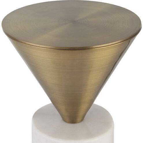 Top Hat 20 X 9 inch White Marble and Brushed Brass Drink Table