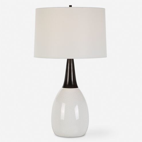 Fralin 30.5 inch 150.00 watt Crackled White Ceramic and Black Table Lamp Portable Light